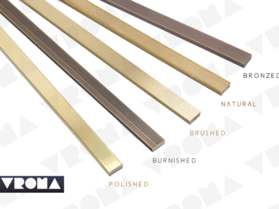 Vroma Solid Brass Inlays & Profiles Brushed, Natural, Polished, Burnished & Bronzed
