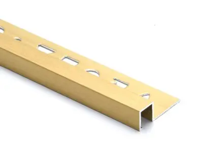 Vroma Satin Brushed Brass Box Square Edge 2.5M Heavy Duty Aluminium Tile Trim