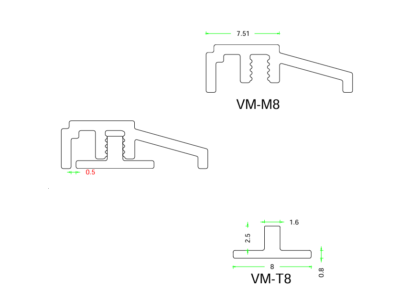 Vroma M Bar Moulding Aluminium 2.5M Heavy Duty Profile