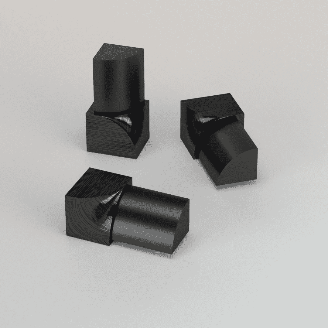 Vroma Brushed Black Round/Quadrant Aluminium Corner blocks