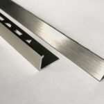 Vroma Brushed Stainless Steel Straight Edge L-Shape 2.5M Heavy Duty Aluminium Tile Trims - 8mm - 1 - 