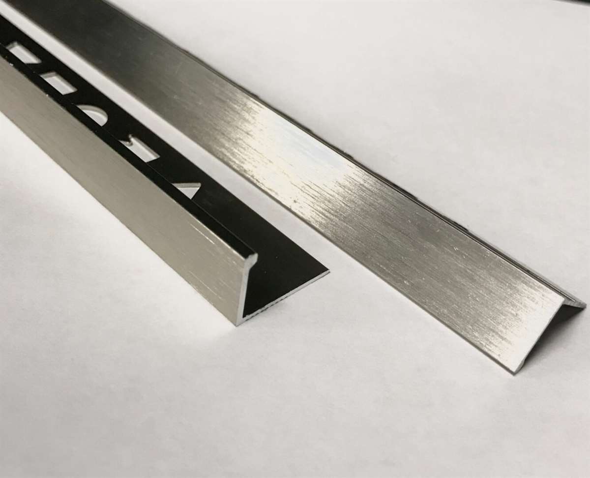 Vroma Brushed Stainless Steel Straight Edge L Shape 25m Heavy Duty Aluminium Tile Trims Vroma Trims