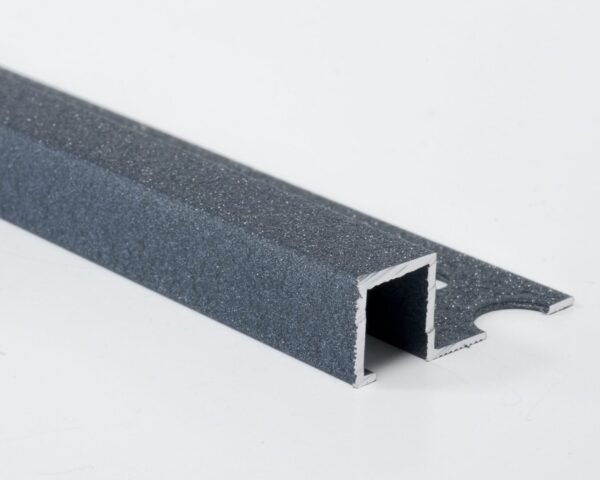 Vroma Textured Metallic Grey Box Square Edge 2.5M Heavy Duty Aluminium Tile Trims