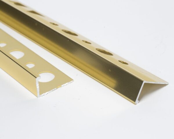 Vroma Polished Gold Straight Edge L-Shape 2.5M Heavy Duty Aluminium Tile Trims