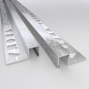 Vroma Deep Brushed Chrome Box Square Edge 2.5M Heavy Duty Aluminium Tile Trims