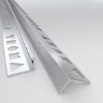 Vroma Deep Brushed Chrome Straight Edge L-Shape 2.5M Heavy Duty Aluminium Tile Trims - 6mm - 10
