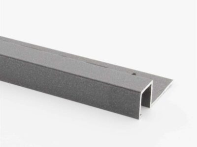 Vroma Grey Metallic Box Square Edge 2.5M Heavy Duty Aluminium Tile Trims
