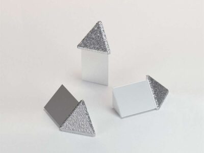 Vroma Deep Brushed Chrome Triangle Aluminium Corner blocks